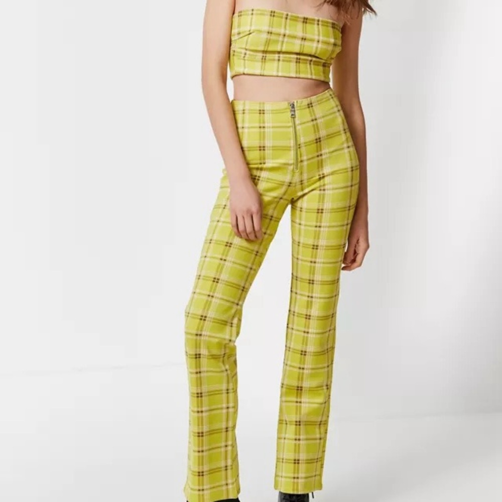 I.AM.GIA Yellow Plaid Straight Two Piece Set